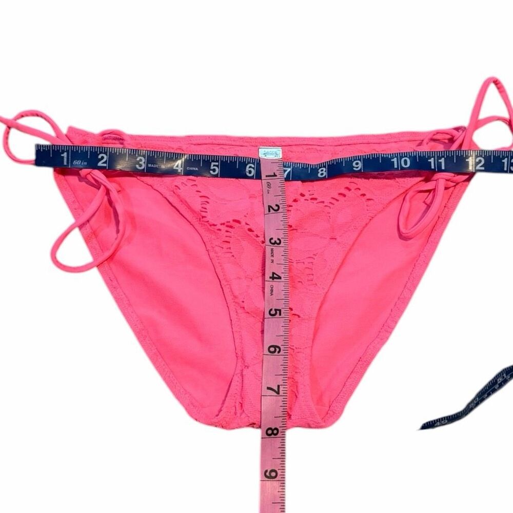 VICTORIA’S SECRET Women’s Neon Pink Lace Side Tie Bikini Bottoms Size Small - Picture 5 of 5